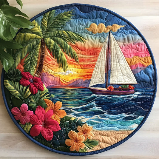 Tropical Beach CW0406049CL Quilted Round Mat