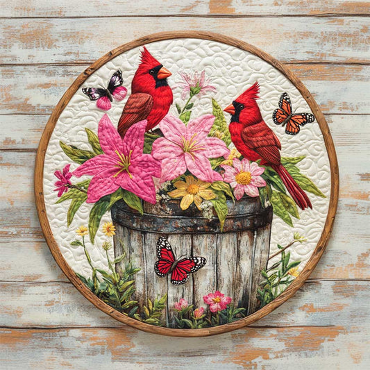 Garden Cardinals WN0904014CL Quilted Round Mat