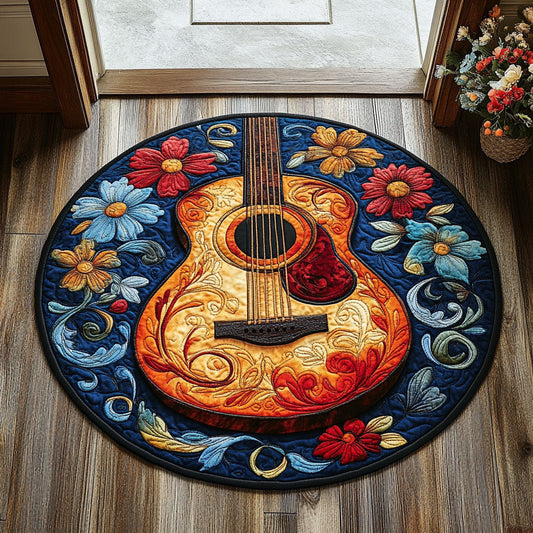 Floral Guitar WX2605020CL Quilted Round Mat
