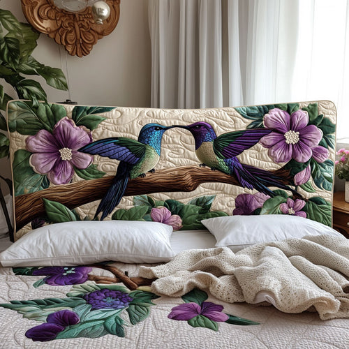 Floral Hummingbird Love KL2212003CL Quilted Headboard Slipcover