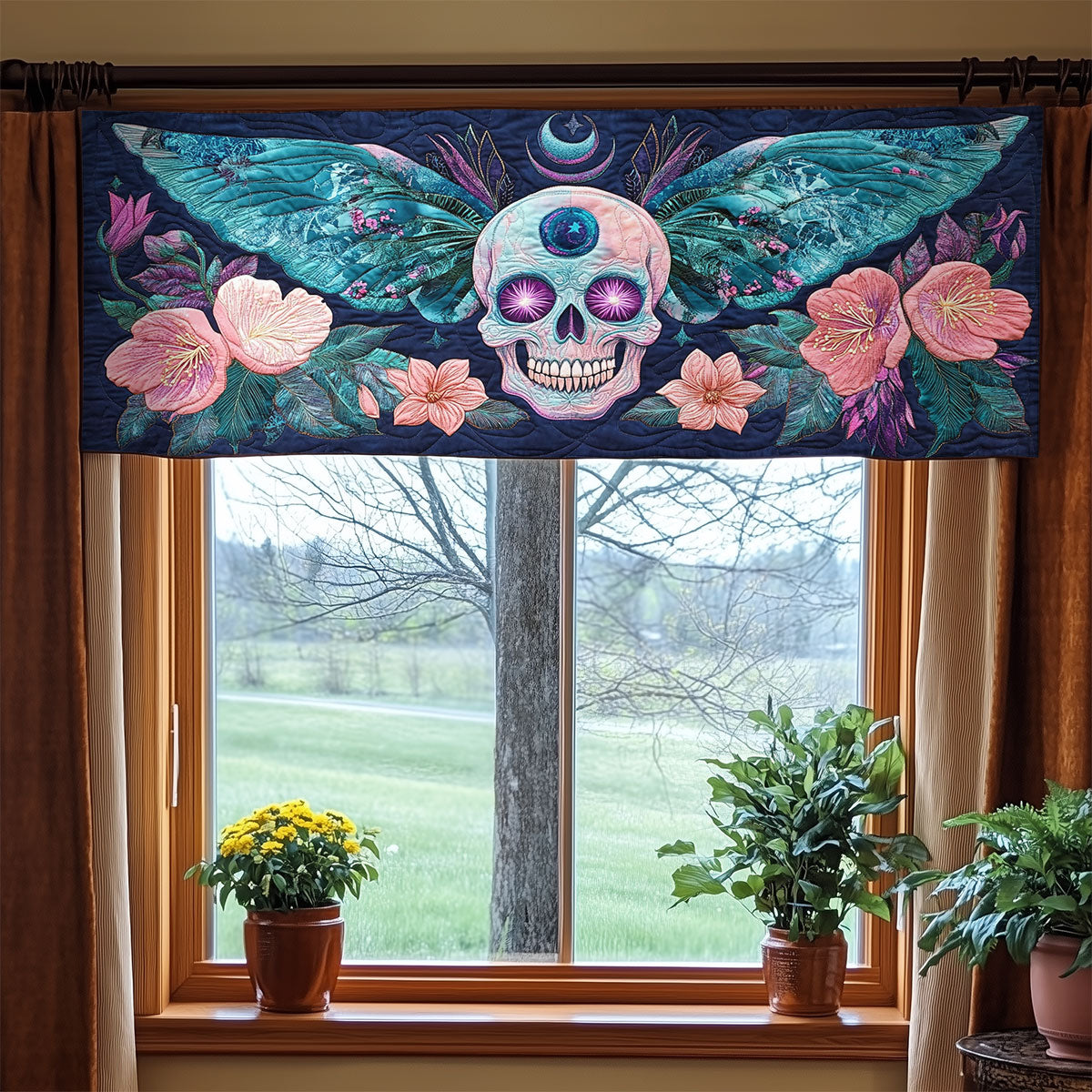 Skull Flower WX2205051CL Quilted Valance
