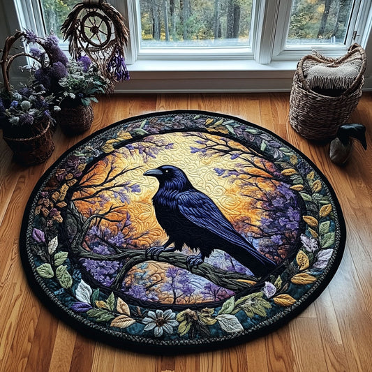 Twilight Raven Forest WY0107046CL Quilted Round Mat