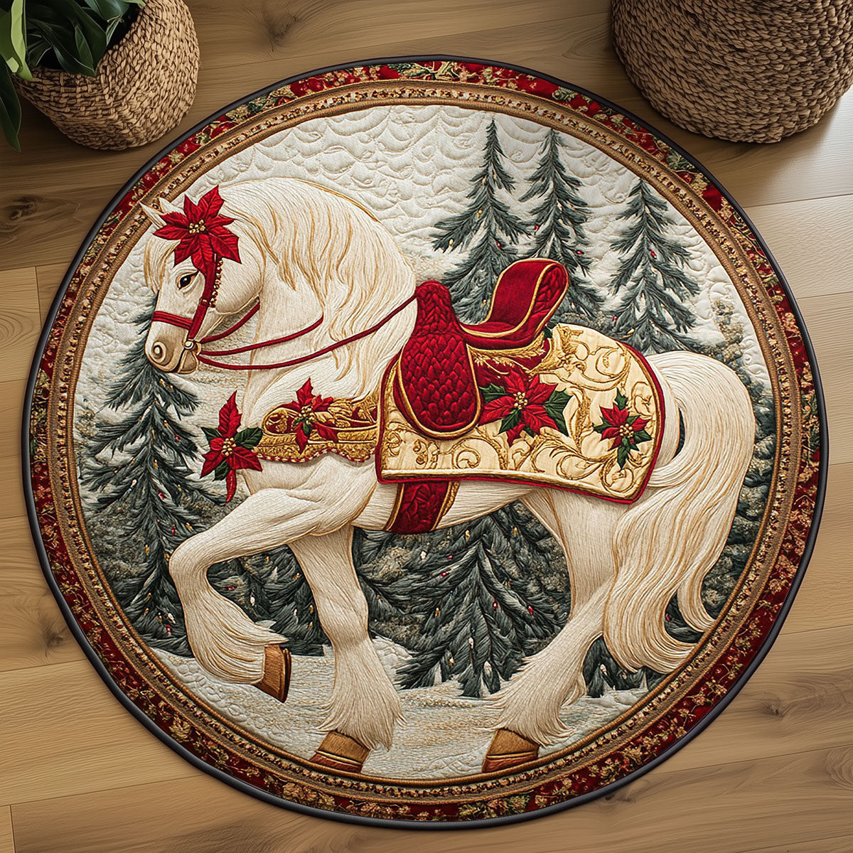 Frosty Horse Dreams WN1007003CL Quilted Round Mat