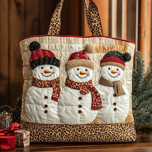 Leopard Snowman Style CW1411071CL Quilted Tote Bag