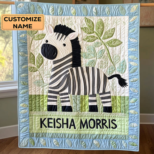 Zebra Cuddle CP2407036CL Personalized Baby Quilt