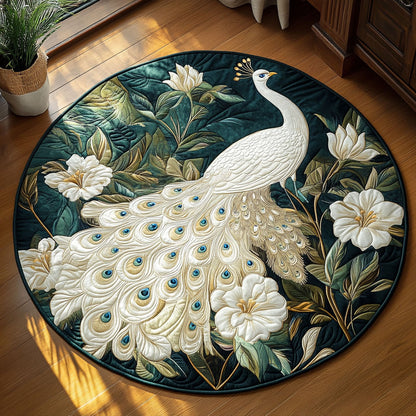 Ivory Peacock Garden WY1408060CL Quilted Round Mat