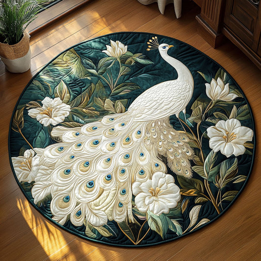 Ivory Peacock Garden WY1408060CL Quilted Round Mat