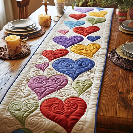 Heart CW3004061CL Quilted Table Runner
