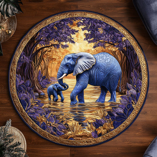 Forest Elephant WX1505019CL Quilted Round Mat