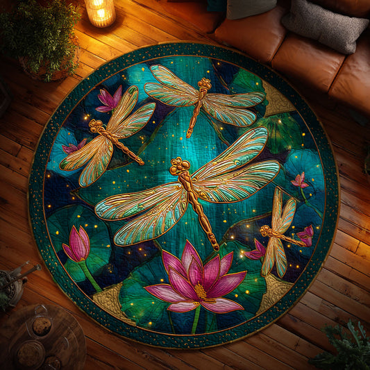 Dragonfly Lotus CW2708004CL Quilted Round Mat