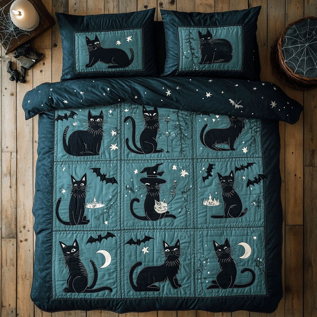 Midnight Cat Bloom WN0708061CL Duvet Cover Set