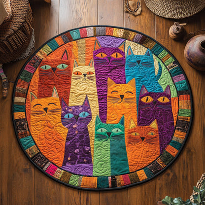 Colorful Cats WY0505043CL Quilted Round Mat
