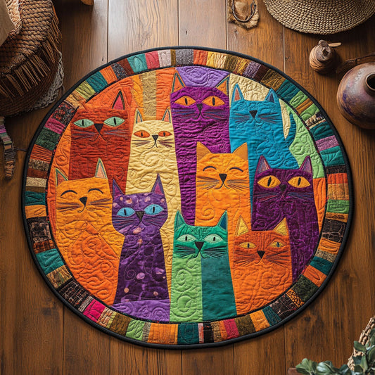Colorful Cats WY0505043CL Quilted Round Mat
