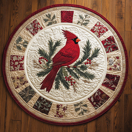 Cardinal Wreath CW1009002CL Quilted Round Mat