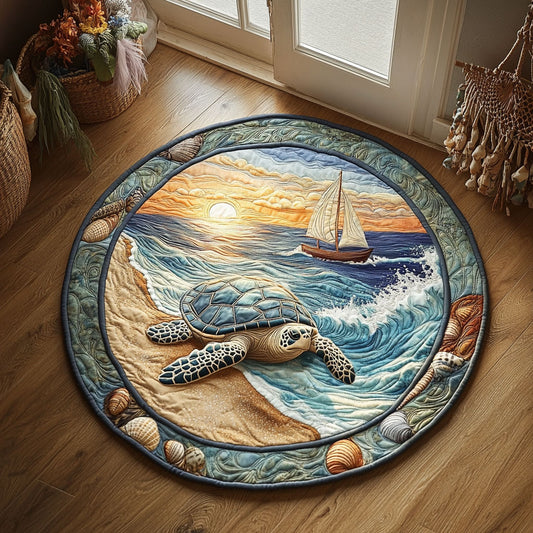 Turtle Ocean WX1005039CL Quilted Round Mat