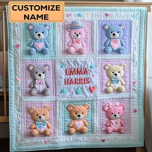 Happy Bear CW2107043CL Personalized Baby Quilt