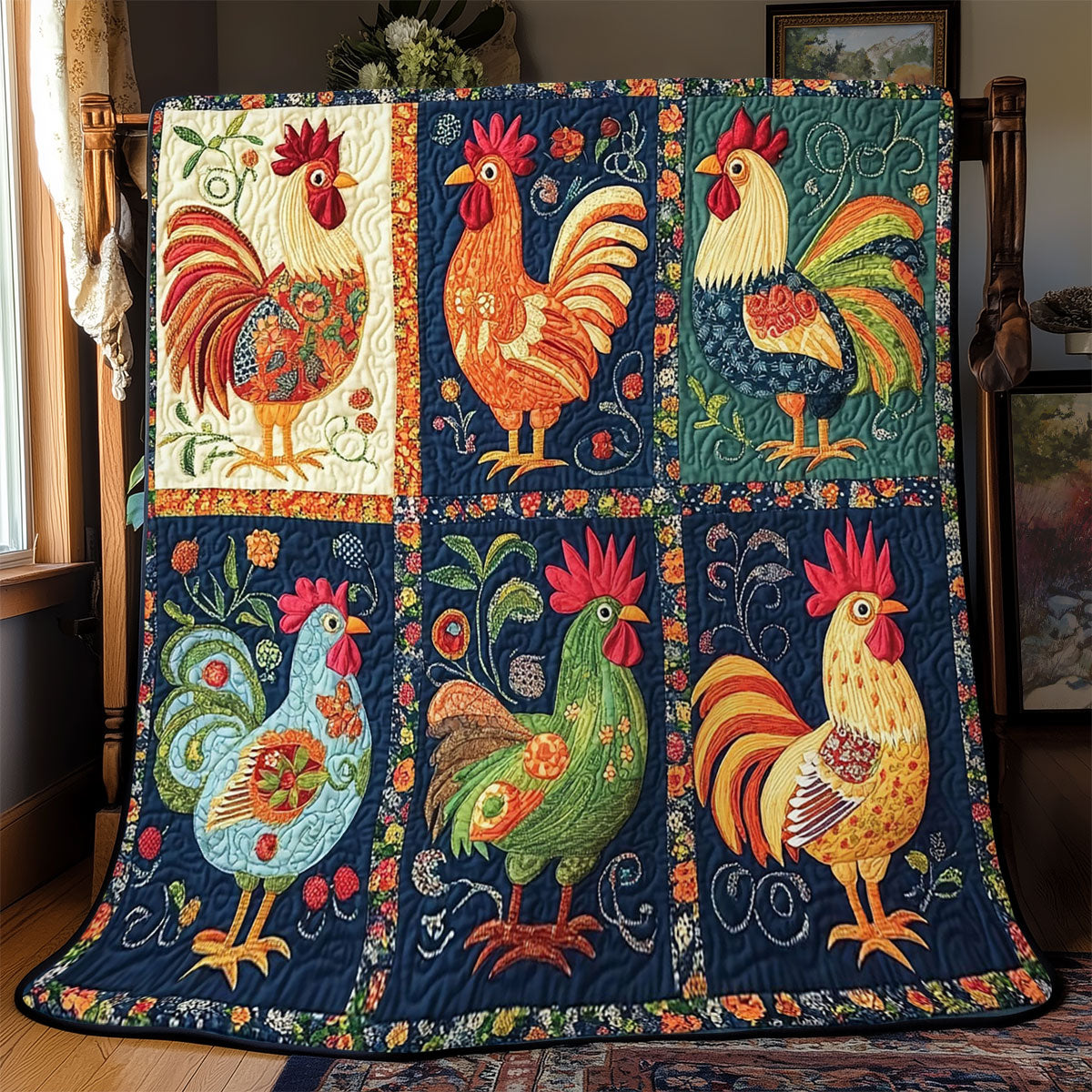 Folk Charm Chicken WJ0301003CL Quilt