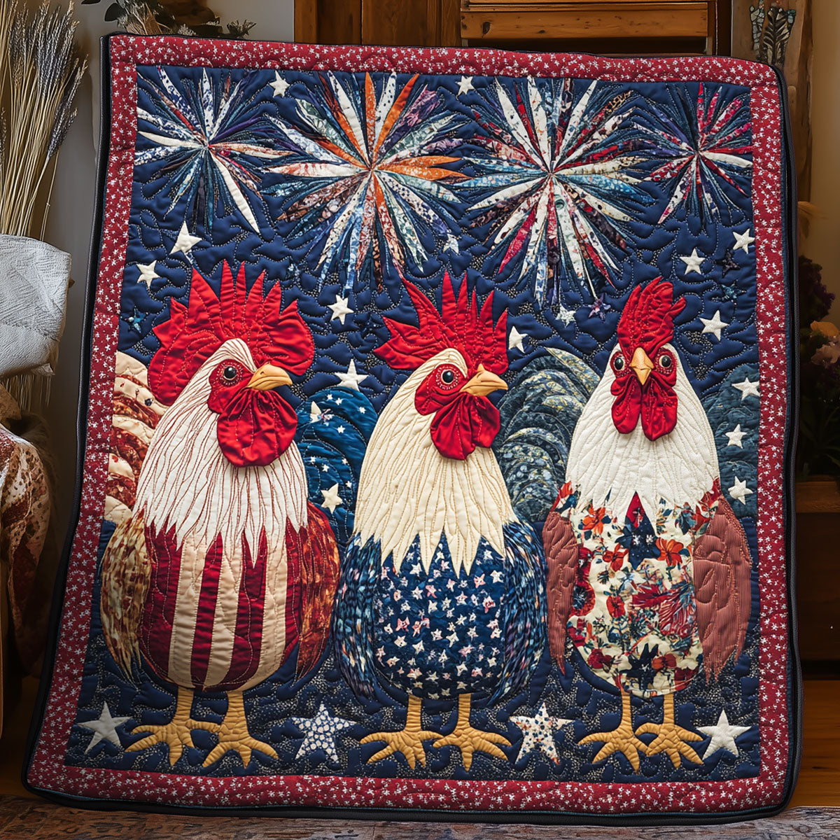 Patriotic Rooster WX1306033CL Quilt