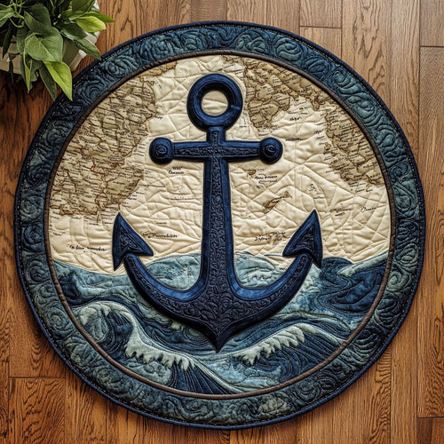 Nautical Anchor CW1205095CL Quilted Round Mat