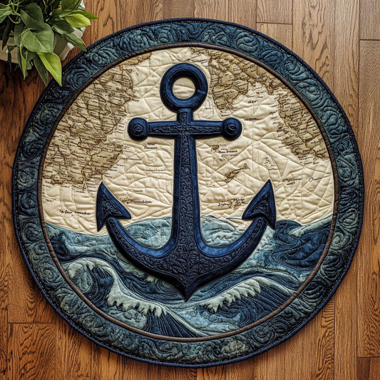 Nautical Anchor CW1205095CL Quilted Round Mat