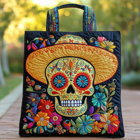 Sombrero Skull WN2209075CL Quilted Tote Bag