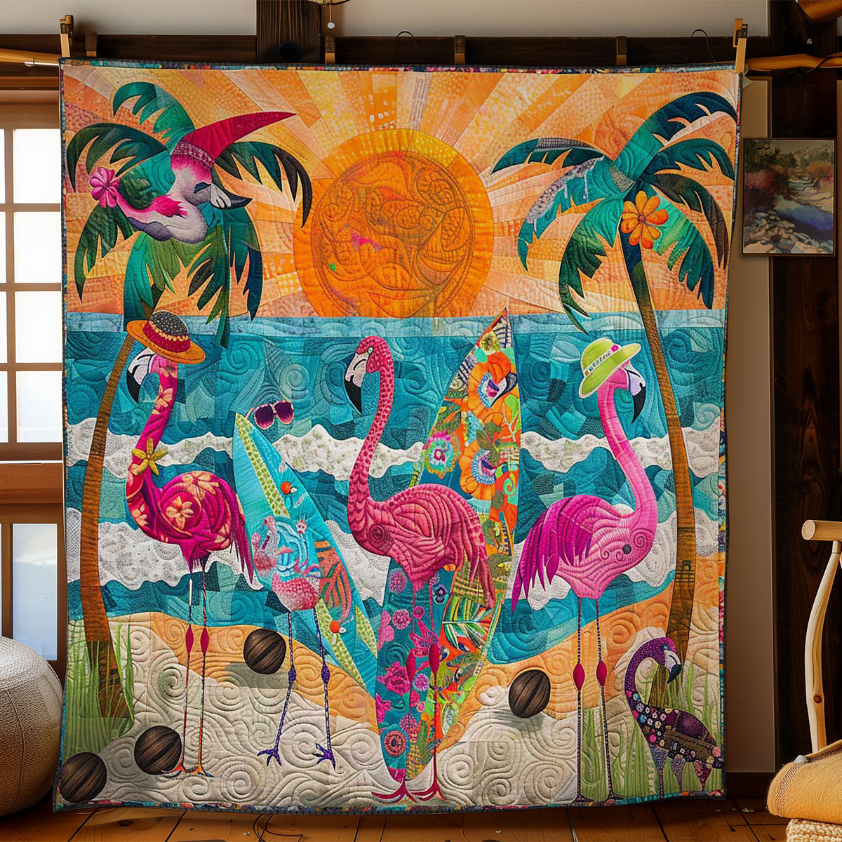 Beach Party Flamingo WN1703116CL Quilt