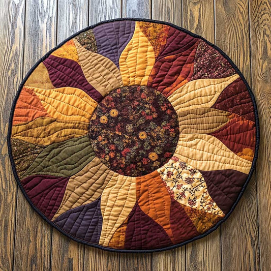 Rustic Sunflower Bloom WN2403100CL Quilted Round Mat