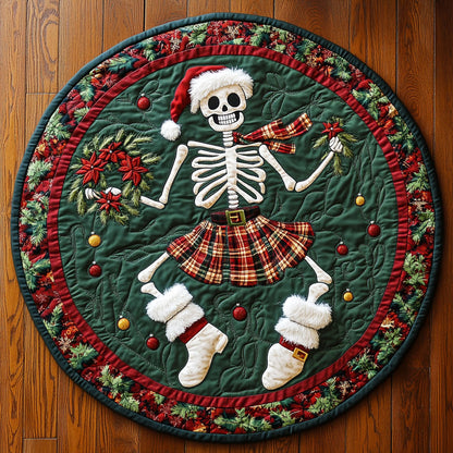 Festive Skeleton Stroll WN1107012CL Quilted Round Mat