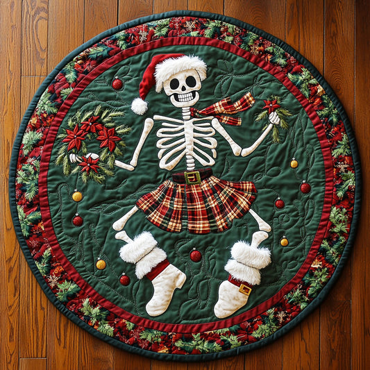 Festive Skeleton Stroll WN1107012CL Quilted Round Mat