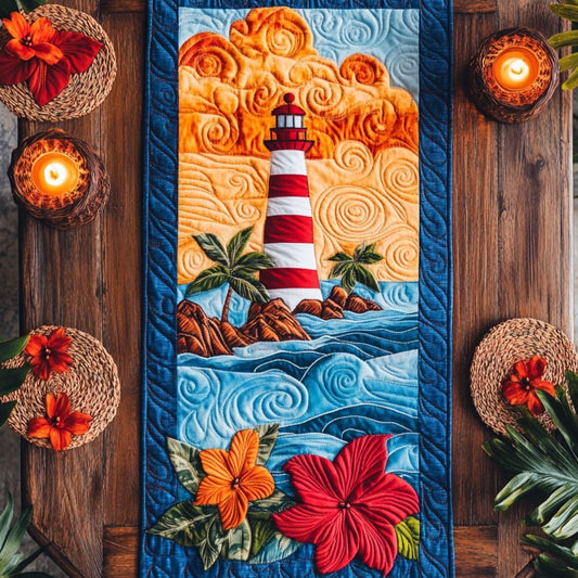 Vibrant Floral Lighthouse WY31050341CL Quilted Table Runner