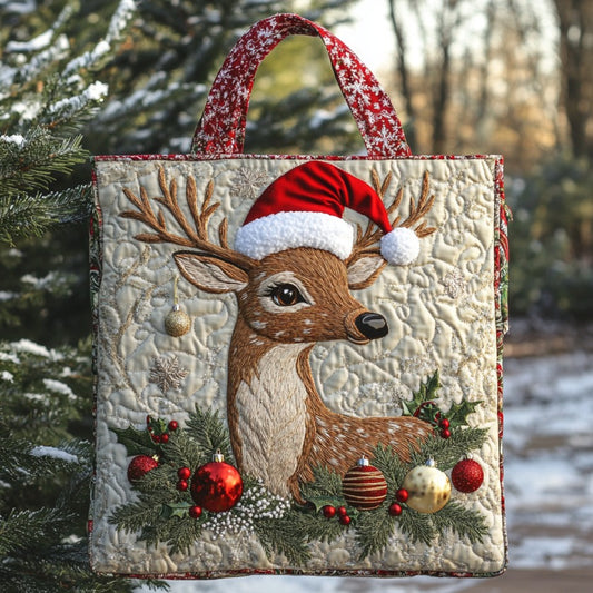 Christmas Deer XR2509003CL Quilted Tote Bag