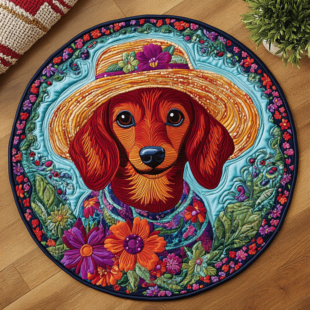 Doxie Snuggles CM0805018CL Quilted Round Mat