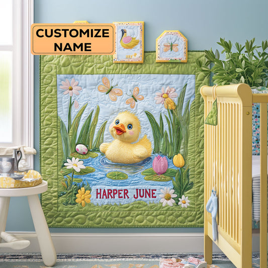 Fluffy Duckling Pond WY2807018CL Personalized Baby Quilt