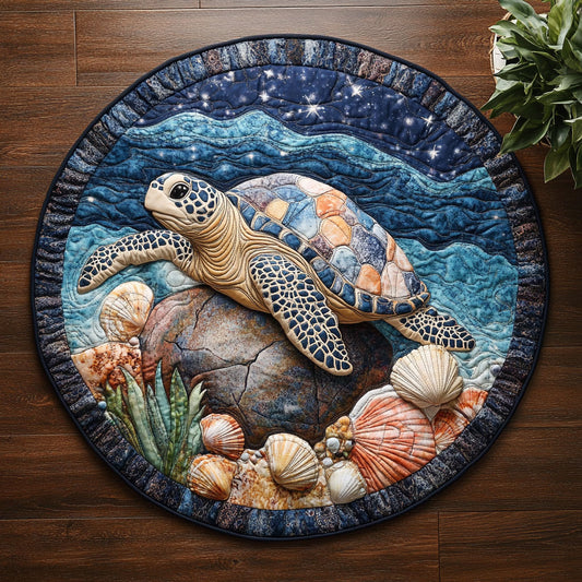 Sea Breeze and Shells CM1205019CL Quilted Round Mat