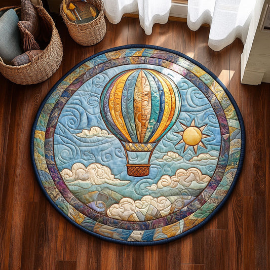 Whimsical Hot Air Balloon WY0406055CL Quilted Round Mat