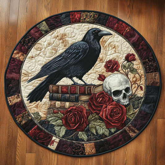 Mystic Raven Rose CW0901082CL Quilted Round Mat