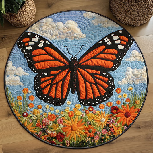 Butterfly Flower Garden WJ0504039CL Quilted Round Mat