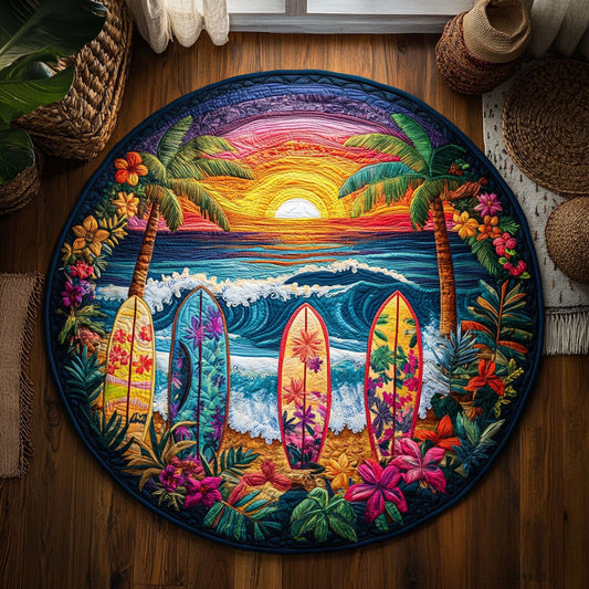 Sunset Surf Vibes WY0306031CL Quilted Round Mat