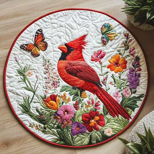 Floral Cardinal CW2306018CL Quilted Round Mat