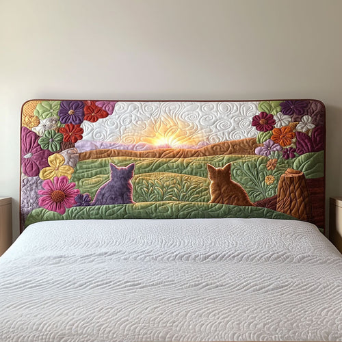 Cats Waiting Dawn QA2412016CL Quilted Headboard Slipcover