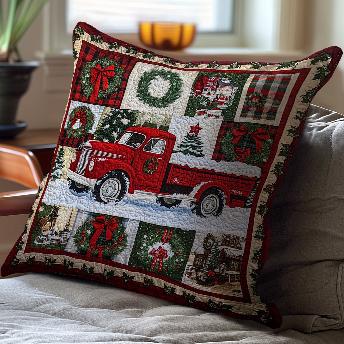 Christmas Red Car WJ1810031CL Quilt Pillow Case