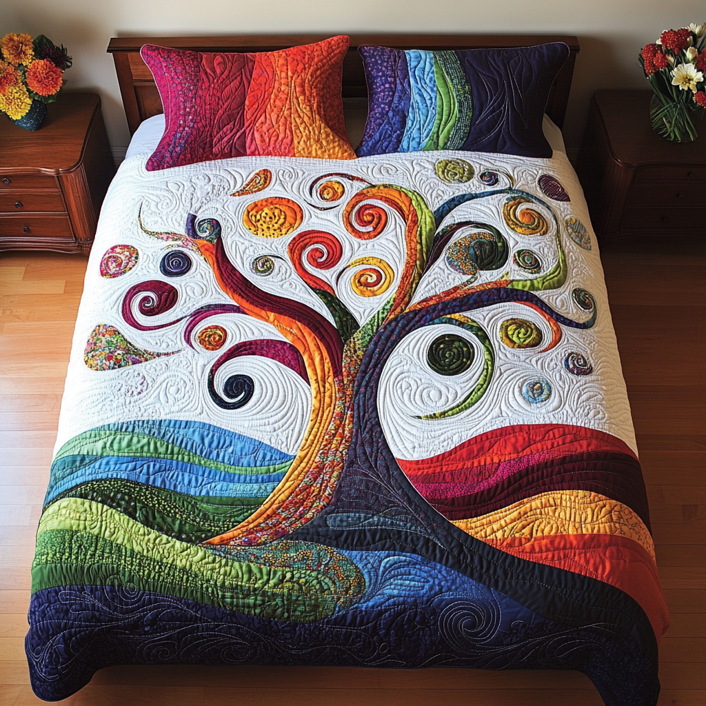 Rainbow Swirl Tree of Life YR1001023CL Duvet Cover Set