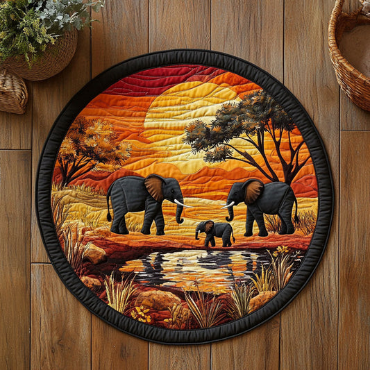 Elephant Family WX2605016CL Quilted Round Mat