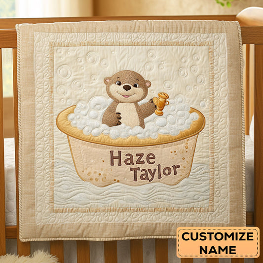 Otter Bath Bliss WN2507058CL Personalized Baby Quilt
