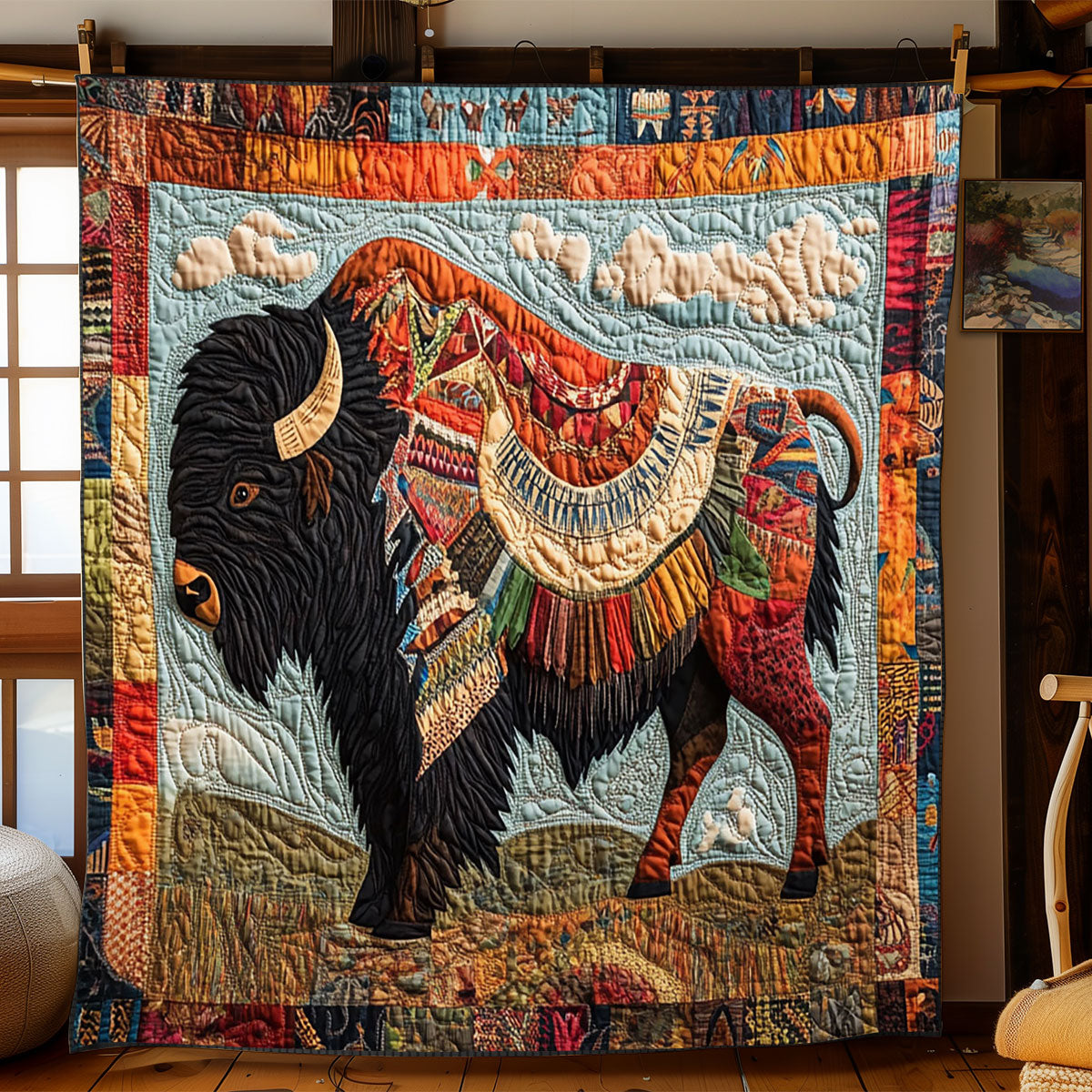 Bison Native American WJ2712001CL Quilt