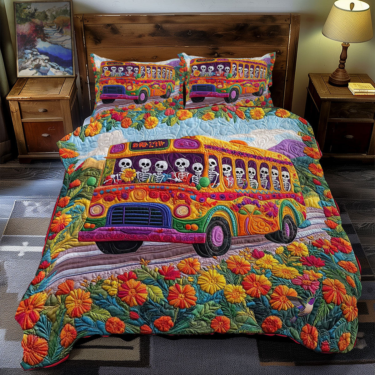 Bus Of Skeleton WY1712032CL Duvet Cover Set