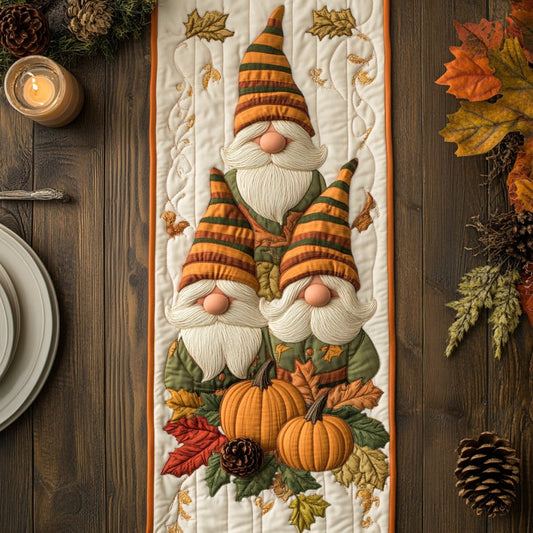 Gnomes Love Autumn XR1609009CL Quilted Table Runner