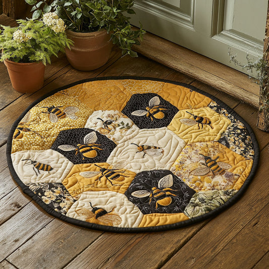 Bee Sunlit Honey WU2103015CL Quilted Round Mat