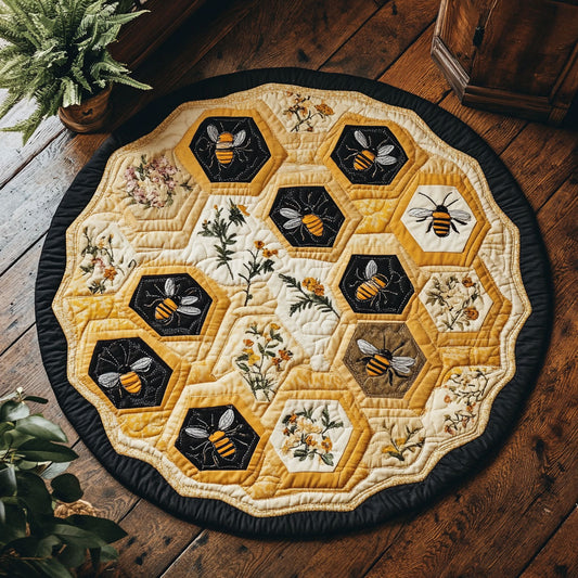 Bee Sunlit Honey WU2103016CL Quilted Round Mat