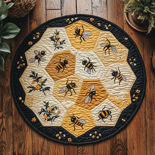 Bee Sunlit Honey WU2103018CL Quilted Round Mat